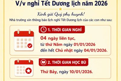 THÔNG BÁO LỊCH NGHỈ TẾT DƯƠNG LỊCH 2026